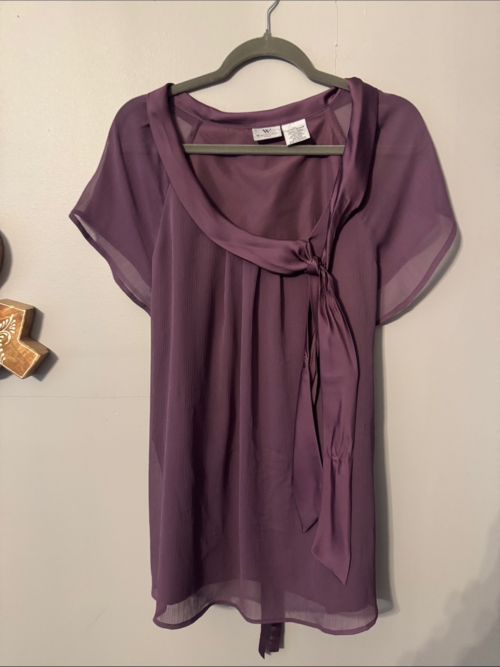 Worthington Woman Plum Tie-Detail Chiffon Blouse size 1x